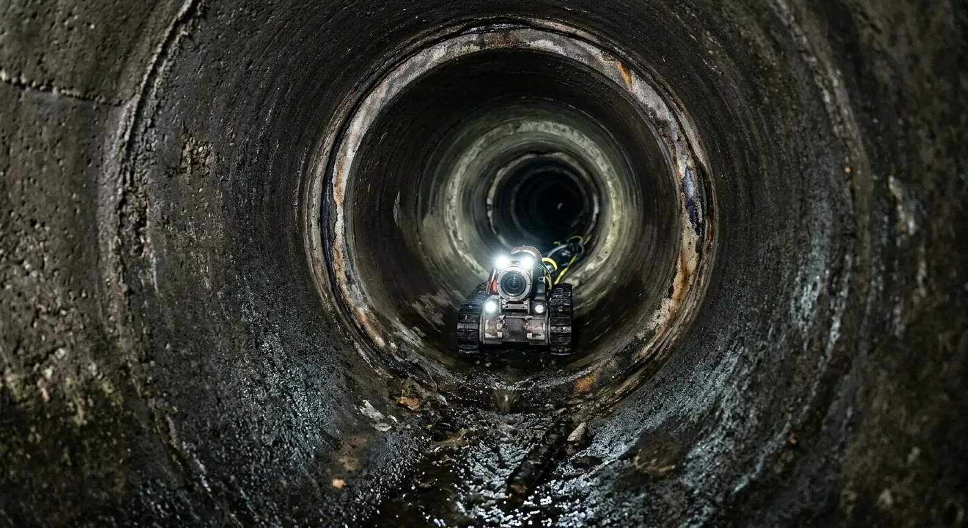 Robotic sewer camera inspecting pipe interior for Drain Snake Service in Manchester-by-the-Sea